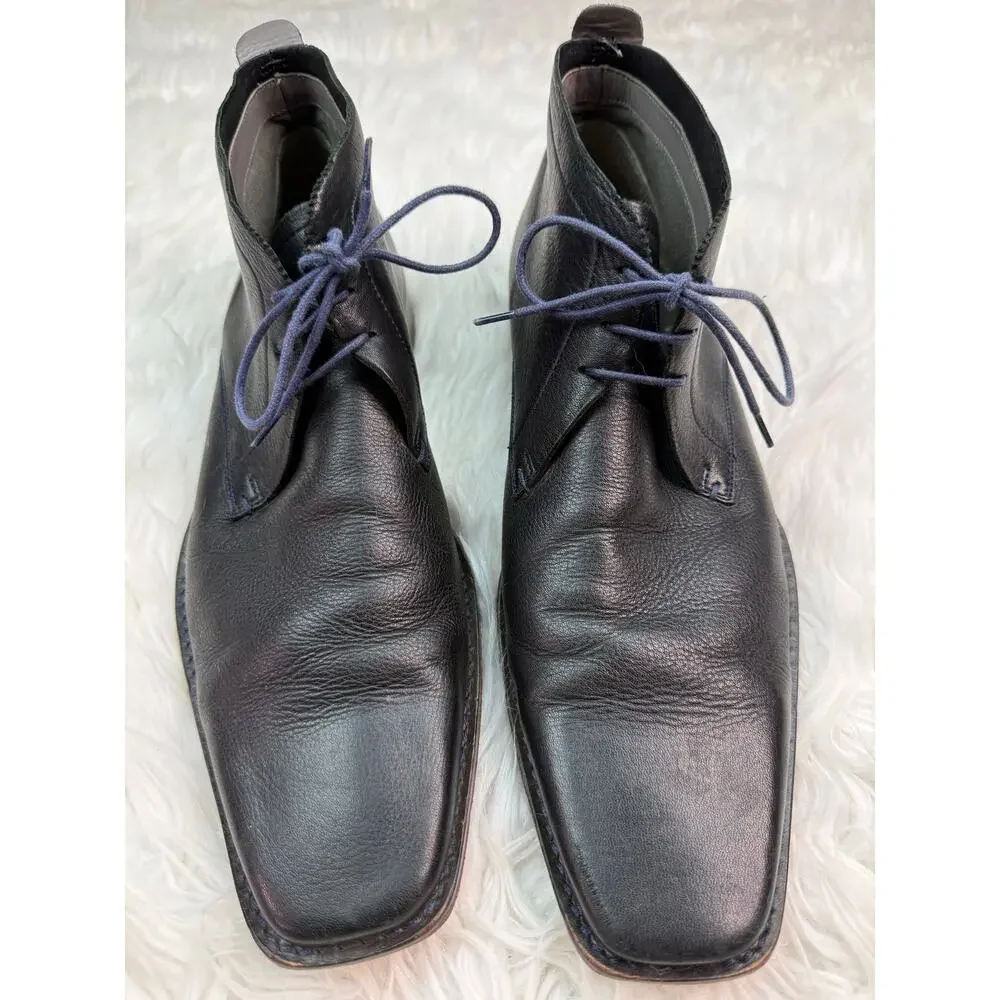Ted Baker Men's Ashcroft Navy Blue Leather Lace Up Chukka Ankle Boots Size 13